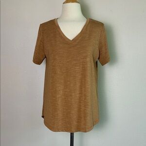 MOD REF Women Medium Brown‎ Modal Blend Short Sleeve Tunic Top Minimalist Basic